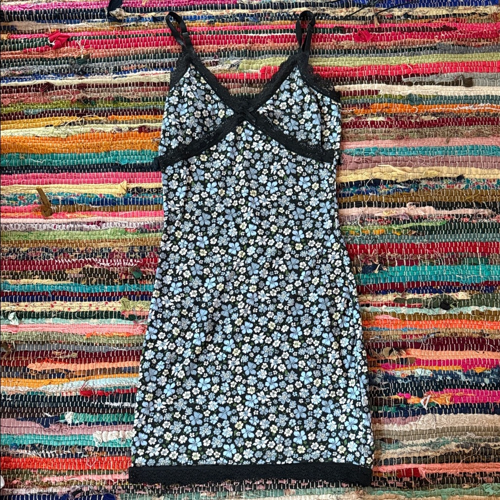 Divided Black and Blue Floral Chemise